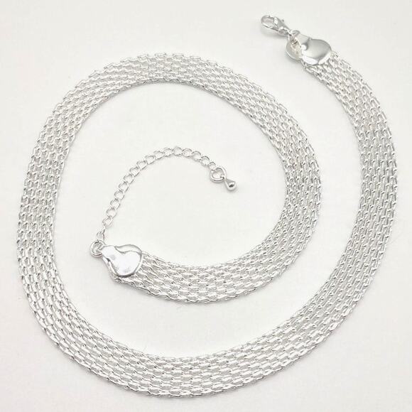 925 Sterling Silver Plated Necklace Chainmail 10mm Valentines Birthday Gift NEW